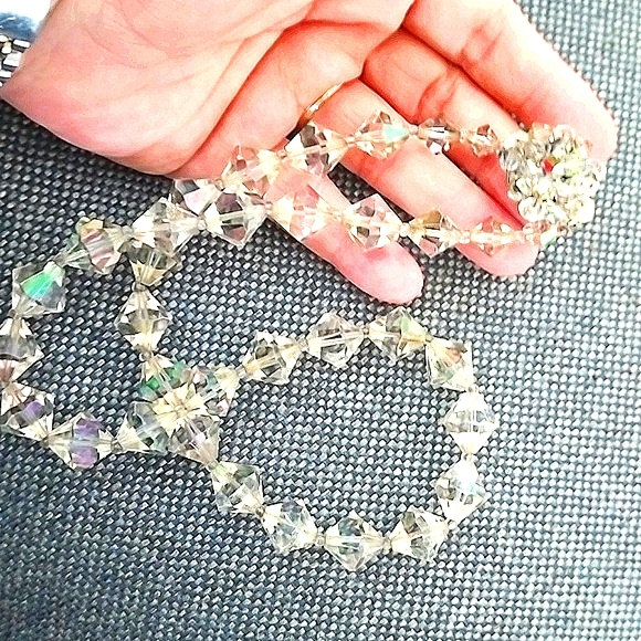 Vtg Estate Facetted AB Chrystal necklace - Picture 5 of 13